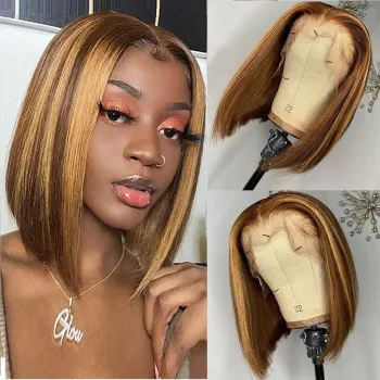 Ishow Bob Wig Lace Front Human Hair Wigs For Women Straight Colored Bob Lace Front Wigs Pre Plucked Ombre Short Wig