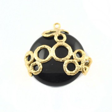 Pendant, Fashion Jewellery Round Glass Beads Antique Gold Pendant, Pendant Jewelry Findings Metal P7650