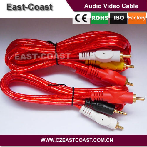 transparent 3 rca male to 3 rca stereo video a/v cable