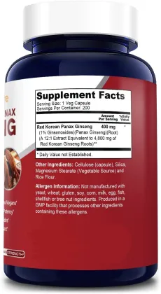 Men Libido Enhancement Korean Red Panax Ginseng Capsules