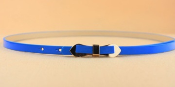 Fashion Woman waist PU thin belt with bow buckle