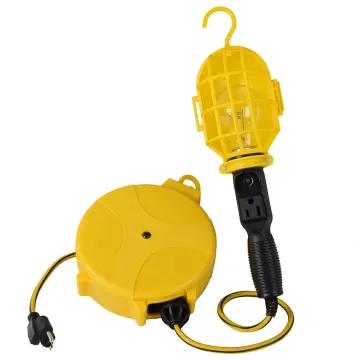 20 Ft Retractable Cord Reel with Trouble Light - Drop Light Reel Lamp for Auto Shop Repair