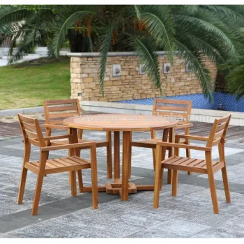 Large Outdoor Wooden Garden Dining Set with Teak Table and 8 Chairs