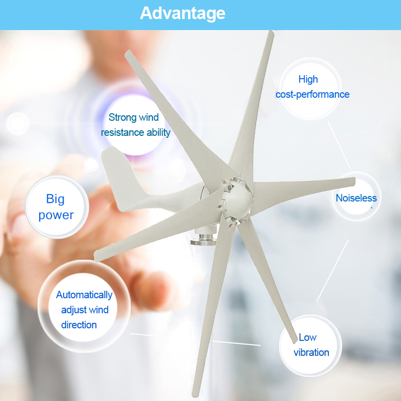 5000W 12V 24 V 48 Volt 6 Nylon Fiber Blade Horizontal Home Wind Turbines Wind Generator Power Windmill Energy Turbines Charge