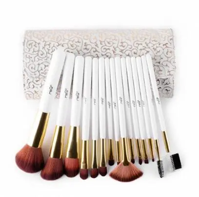 15 Piece Synthetic Hair Makeup Brush Set with Cosmetics Bag