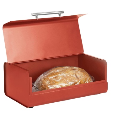 Matte Stainless Steel Large Capacity Bread Box with Hinged Lid