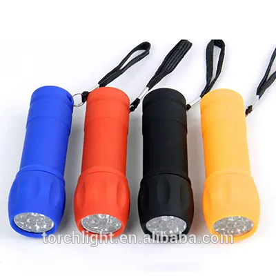 2016 best selling 9 leds gift flashlight Mini Flashlight ABS Portable Pocket Camping Flash Light Torch Lamp 4 Colors