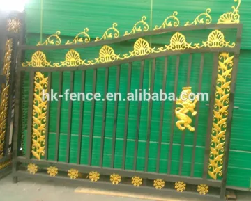 Black painted decorative art wrought iron door