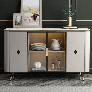 White Wood Modern Sideboard with Drawers for Dining Room