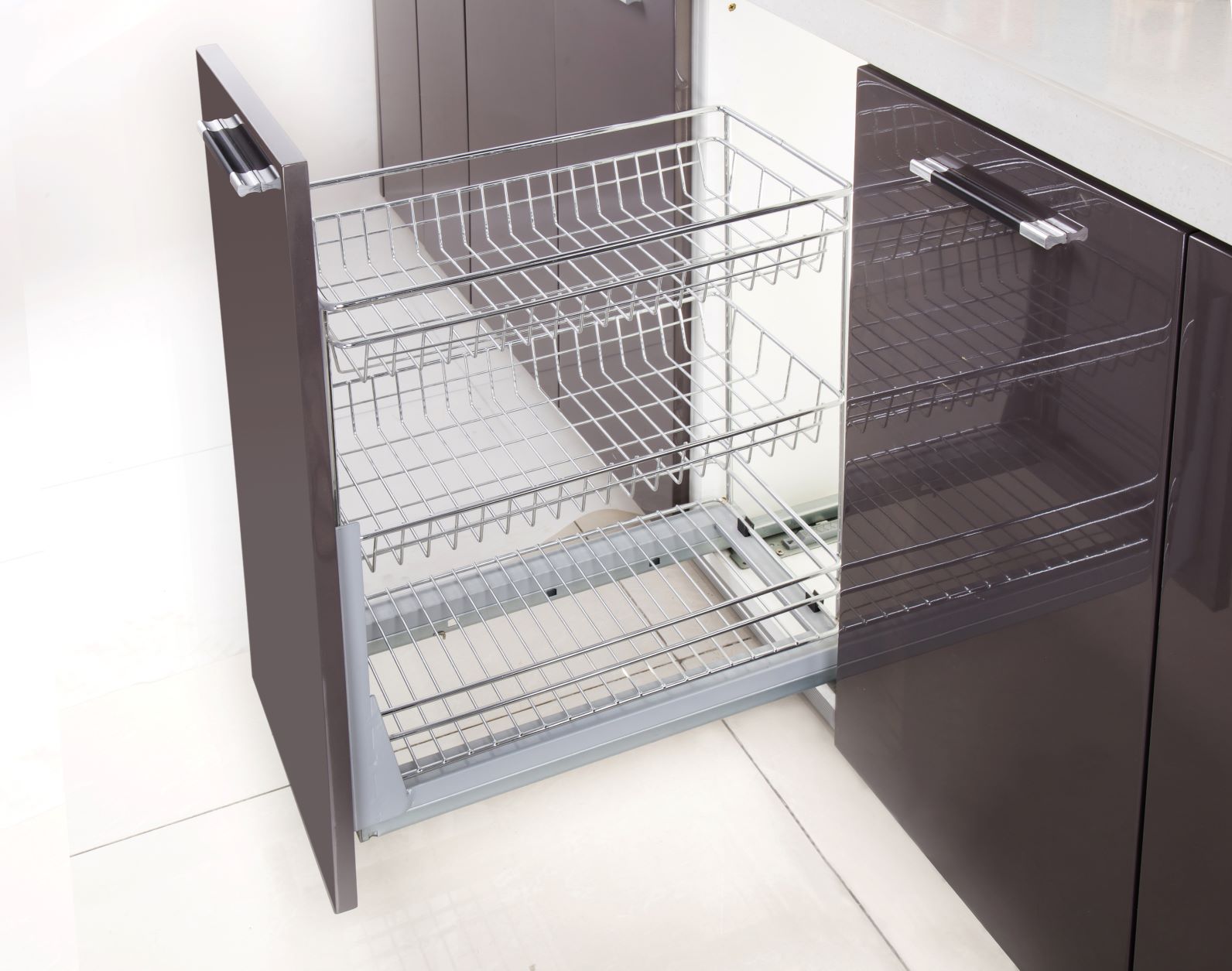 sliding stainless steel built in storage modular cabinet pull out kitchen baskets with solf-closing slide