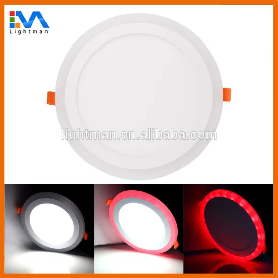 6W 18W 24W Dual Color Red Blue Pink RGB And Cool White LED Panel Downlight Lamp