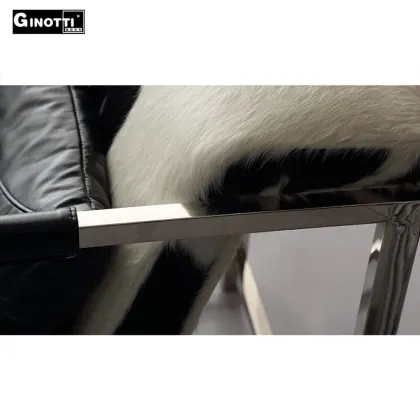Stainless steel cowhide leather hotel armchair