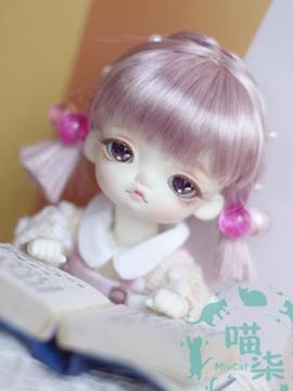 Peluca de pelo rosa BJD para muñeca articulada 1/8