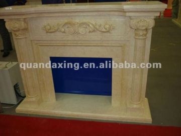 Beige Marble Fireplace Mantel