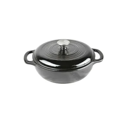 Black Enameled Cast Iron Stew Pot