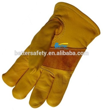 Soft Yellow Cow Grain leather driving gloves Short