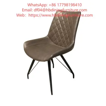 Dining Furniture Metal Legs Leather Chair Factory Directly Sales Soft Upholstered Back Hotel Cafe Restaurant Chair