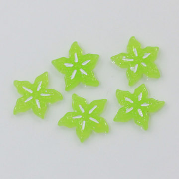 Color de luz artificial carambola frutas rebanada en forma de estrella cuentas de resina rebanada teléfono Shell decoración encantos DIY espaciador