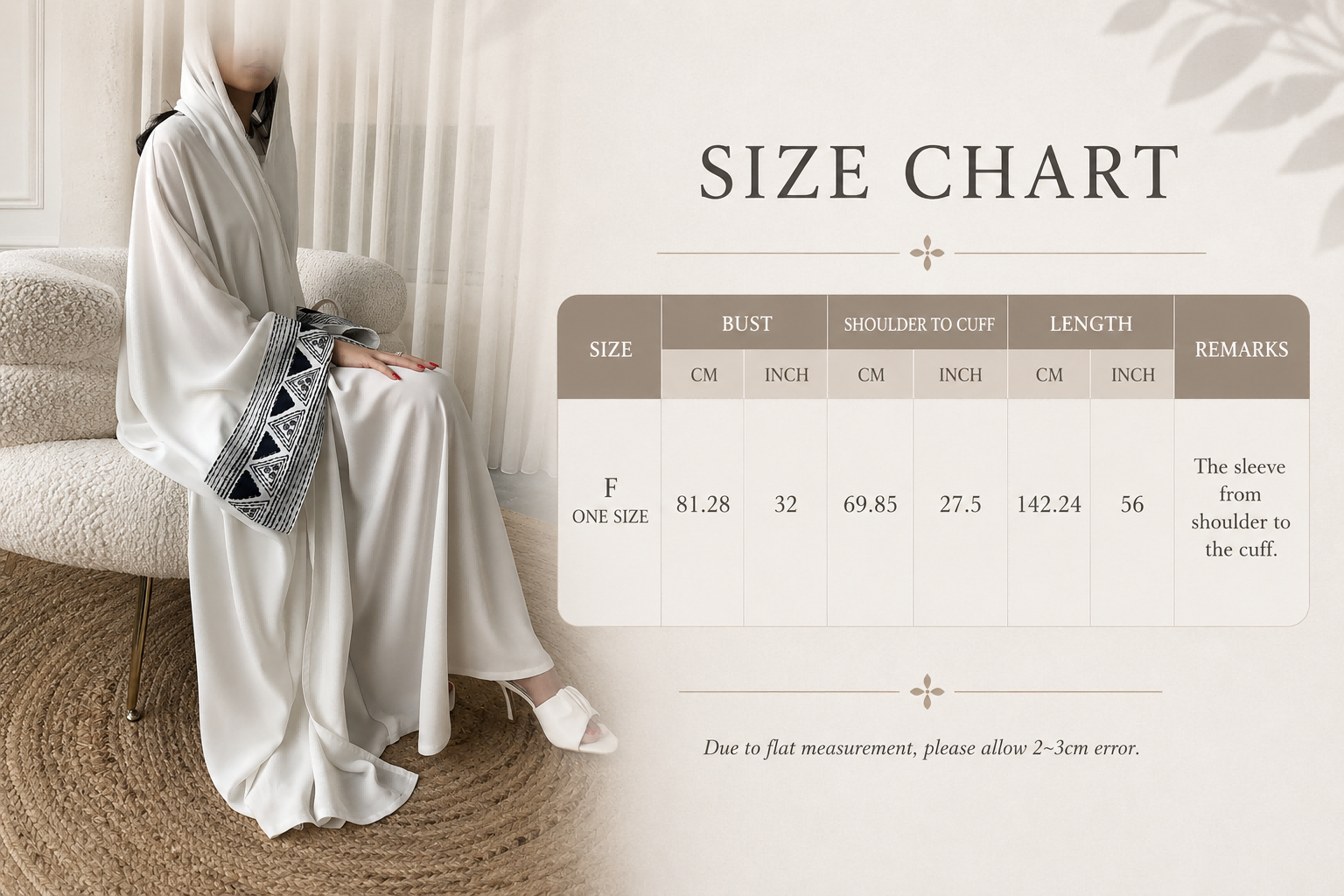Embroidered Wide Sleeve Elegant Abaya