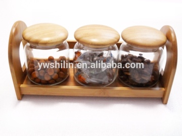 Hot Sales Very beautiful Bamboo snack cans with Glass