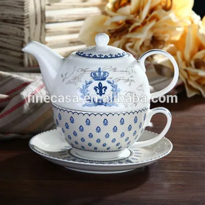 Elegant Fine New Bone China Porcelain Teapot Cup and Saucer of Blue Dream