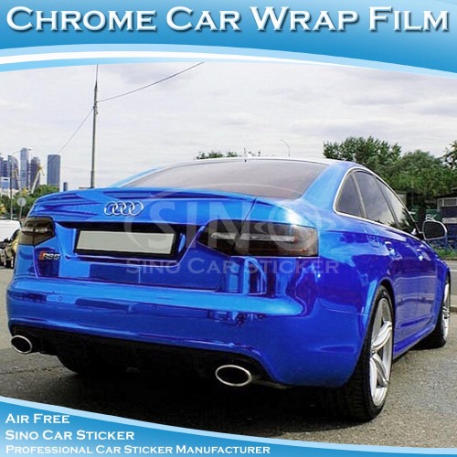 Krom cermin mobil biru tubuh desain Vinyl Chrome