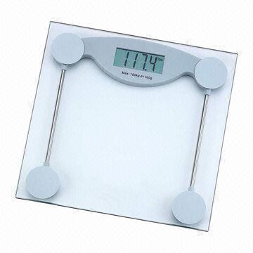 Glass Bathroom Scale, 1/4-inch Tempered Safety Glass Platform, Auto-on/Off and Low-battery Indicator
