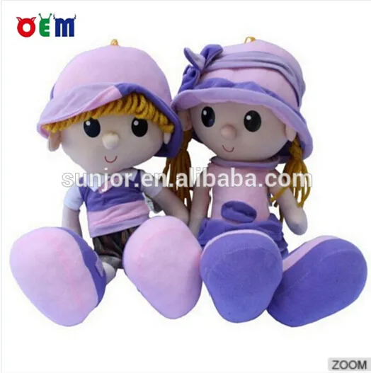 Customized stuffed lovely couple plush dolls