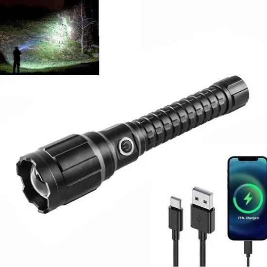 Ultra-Bright 10,000 Lumen Rechargeable Power Bank Torch Light with High-Intensity LED Flashlight