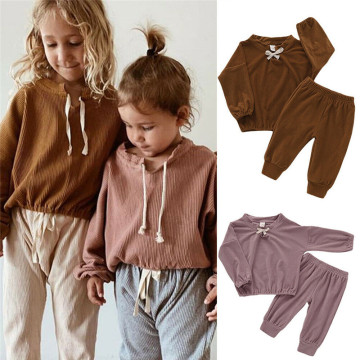 PUDCOCO 2PCS Kids Baby Girls Toddler Corduroy Shirt Tops+Solid Long Pants Leggings Clothes Sets 1-5Y