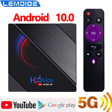 TV Box android 10 4G 64GB 6K 2020 Android TV Box H96 MAX H616 Smart TV Box Google Voice Set Top Box 2.4G 5.8G WIFI