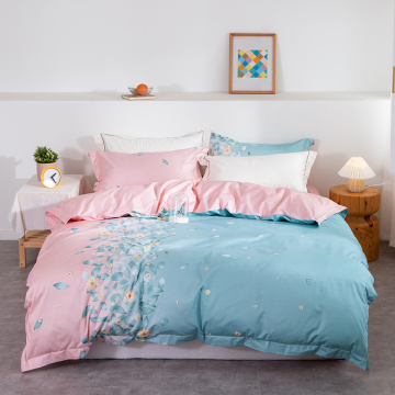 Pink 100% Cotton Printed duvet cover set