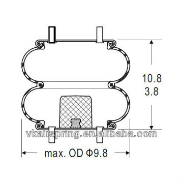 Double convoluted air spring Air suspension spring 2B9-265 Car part for HISTEER