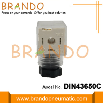 DIN 43650C 화이트 클리어 솔레노이드 코일 커넥터