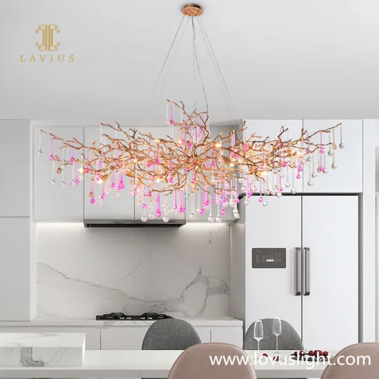 Modern creative crystal chandelier light luxury light luxury foliage shape villa living room bedroom custom chandelier