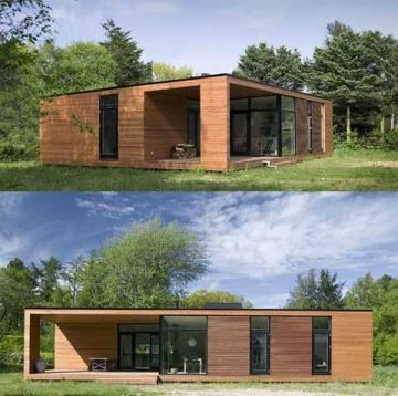 Steel Frame, Wood Outlook, Non-shrinking Prefab Container Villa With 8 Modules