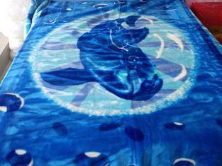 ISO Blue Anti Static Soft Mink Blanket Flower Pattern With