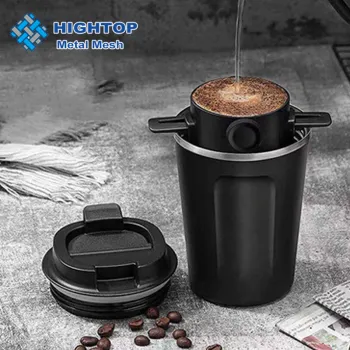 Reusable 304 Stainless Steel Coffee Dripper with Stand: Funnel Style Household Coffee Filter