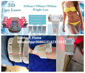 popular new technology 3D lipo laser 650nm 780nm 940nm fat removal body shaping slimming machine