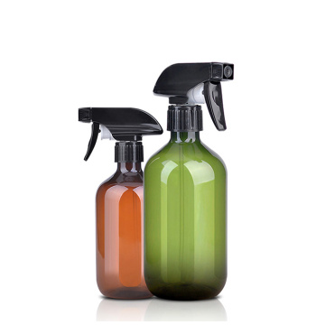 factory wholesale plastic trigger home cleaning 300ml 500ml green brown spray pet bottle