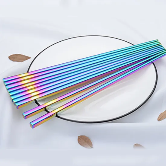Colorful Chopsticks Metal Stainless Steel Reusable Holographic Rainbow Stainless steel Chopstick 2019