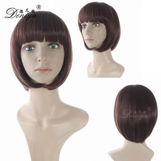 Factory Price Short Natural color Bob Synthetic Wig With bangs