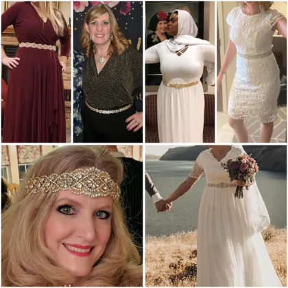 Wholesale Shiny Wedding Dress Belts with Crystal Rhinestone Trim