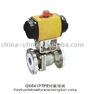 Pneumatic SS304 Lined Daikin Ball Valve