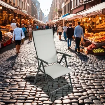 Adjustable Seven-Position Metal Foldable Dining Chair for Outdoor Use