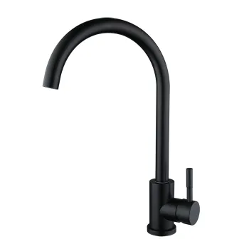 Black Modern 304 Stainless Steel Deck-Mounted Single Handle Kitchen Faucet