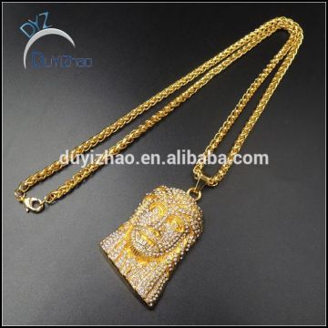 hip hop plated gold jesus cz head pendants designs