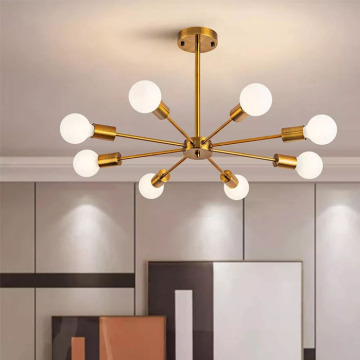Modern Suspended Iron Art Golden Glass Chandelier Pendant Light