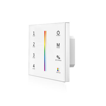 Panel sentuh terpasang di dinding DMX Master Controller untuk 4-zona RGB+CCT LED Peredupan