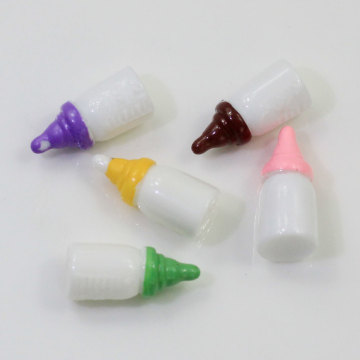 El más nuevo diseño Kawaii Cabochons Botella blanca con cubiertas coloridas Perlas de material de resina baratas para bricolaje